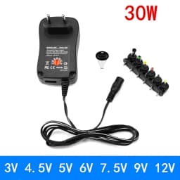 30W Universal Adapter EU UK Socket 3V 4.5V 5V 6V 7.5V 9V 12V AC DC Converter With 6Pcs Jack Connector 5V 2.1A USB Port Charge