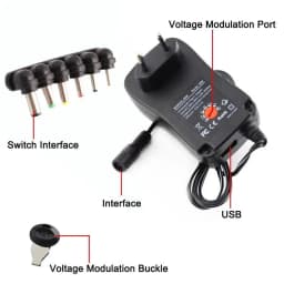 30W Universal Adapter EU UK Socket 3V 4.5V 5V 6V 7.5V 9V 12V AC DC Converter With 6Pcs Jack Connector 5V 2.1A USB Port Charge