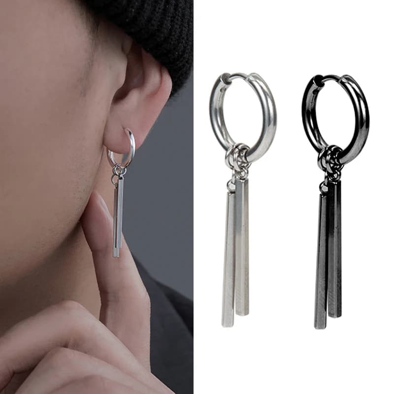 Kiss Jewelry Titanium Steel Punk Cool Men Women Ear Clip Stud Earrings Long Stick Pendant Fashion Hip Hop Drop Party Earring