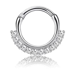 Drperfect 16G Septum Clicker Ring Stainless Steel CZ Opal Cartilage Helix Tragus Daith Earring Nose Rings Hoop Piercing Jewelry