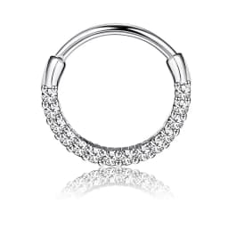 Drperfect 16G Septum Clicker Ring Stainless Steel CZ Opal Cartilage Helix Tragus Daith Earring Nose Rings Hoop Piercing Jewelry