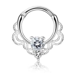 Drperfect 16G Septum Clicker Ring Stainless Steel CZ Opal Cartilage Helix Tragus Daith Earring Nose Rings Hoop Piercing Jewelry