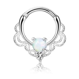 Drperfect 16G Septum Clicker Ring Stainless Steel CZ Opal Cartilage Helix Tragus Daith Earring Nose Rings Hoop Piercing Jewelry