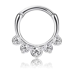 Drperfect 16G Septum Clicker Ring Stainless Steel CZ Opal Cartilage Helix Tragus Daith Earring Nose Rings Hoop Piercing Jewelry