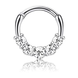 Drperfect 16G Septum Clicker Ring Stainless Steel CZ Opal Cartilage Helix Tragus Daith Earring Nose Rings Hoop Piercing Jewelry
