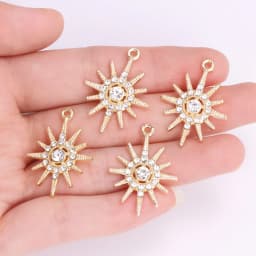 10Pcs Exquisite Zircon Alloy Sun Moon Pendant Handmade Jewelry Making Necklace Earrings Charms Diy Craft Accessories Findings
