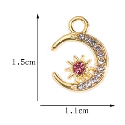 10Pcs Exquisite Zircon Alloy Sun Moon Pendant Handmade Jewelry Making Necklace Earrings Charms Diy Craft Accessories Findings