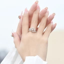 Huitan Aesthetic Flower Adjustable Finger Ring Female Brilliant Zirconia Jewelry for Engagement Ceremony Delicate Accessories