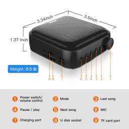 Voice Amplifier Multifunctional Portable Personal Voice Speaker with Microphone Display Surround Sound for Teachers Speech