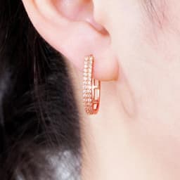 Huitan Luxury Full Paved CZ Hoop Earrings for Women Simple Elegant Lady's Ear Earrings Wedding Party Daily Wear Fashion Jewelry