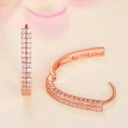 Huitan Luxury Full Paved CZ Hoop Earrings for Women Simple Elegant Lady's Ear Earrings Wedding Party Daily Wear Fashion Jewelry
