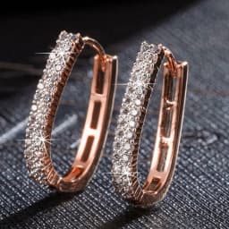 Huitan Luxury Full Paved CZ Hoop Earrings for Women Simple Elegant Lady's Ear Earrings Wedding Party Daily Wear Fashion Jewelry