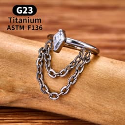 ASTM F136 G23 Titanium Women Tragus Cartilage Helix Conch Piercing Hoop Earrings Chain 16G Zircon Ear Piercing Ring Body Jewelry