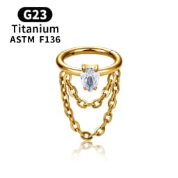 ASTM F136 G23 Titanium Women Tragus Cartilage Helix Conch Piercing Hoop Earrings Chain 16G Zircon Ear Piercing Ring Body Jewelry