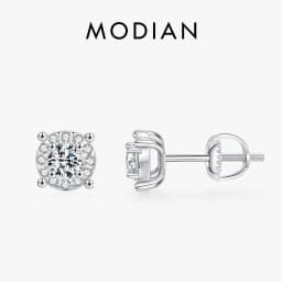 MODIAN D Color Moissanite Stud Earrings Round Cut Lab Created Diamond 925 Sterling Silver Silver Bridal Jewelry For Women Gifts