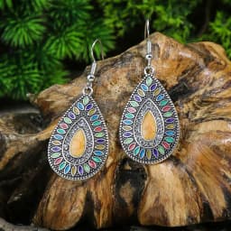 New Bohemian Alloy Earrings Round Drop Oil Multicolor Diamonds Sun Flower Distinctive Embellishment Gifts Party