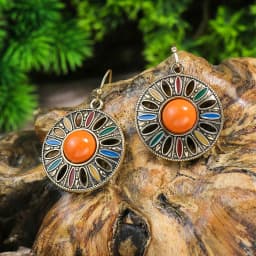 New Bohemian Alloy Earrings Round Drop Oil Multicolor Diamonds Sun Flower Distinctive Embellishment Gifts Party