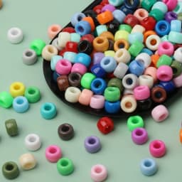 100pcs 200pcs 6x9mm Pony Beads Acrylic Large Hole Barrel Beads Solid Color Loose Spacer Beads DIY Handmade Beading Accessories