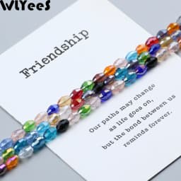 WLYeeS 4*6mm Austrian Mix Color Oval Glass Beads Small Loose Faceted Space Crystal Rice Beads for Jewelry Making DIY Accessories