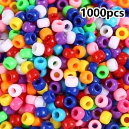 1000pcs Multi-Colored Large Hole Pony Beads for Crafts Hair Braids and Bracelets Durable Plastic Beads for Endless Creativity
