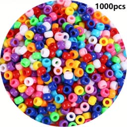 1000pcs Multi-Colored Large Hole Pony Beads for Crafts Hair Braids and Bracelets Durable Plastic Beads for Endless Creativity