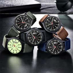 Original XINEW Brand Watches For Men Fashion Nylon Band Military Sports Date Quartz Watch Erkek Barato Saat Relogio Masculino