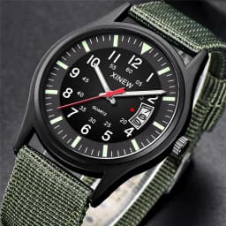 Original XINEW Brand Watches For Men Fashion Nylon Band Military Sports Date Quartz Watch Erkek Barato Saat Relogio Masculino