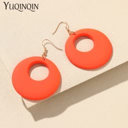 New Trendy Big Acrylic Resin Dangle Earrings For Women Long Geometric Round Hanging Drop Earring for Grils Travel Korean Jewelry