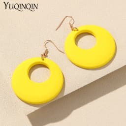 New Trendy Big Acrylic Resin Dangle Earrings For Women Long Geometric Round Hanging Drop Earring for Grils Travel Korean Jewelry