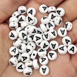 7mm 50Pcs Acrylic 26 English Letter Flat Round Beads Black on white DIY Crafts Necklace Bracelet Pendant For Jewelry Making