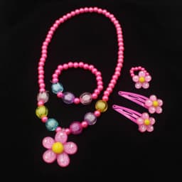 Baby Girls Imitation Pearls Jewelry Set Kids Sun Flower Necklace Bracelet Rings Flower Stud Earrings Children Party Jewelr Gift