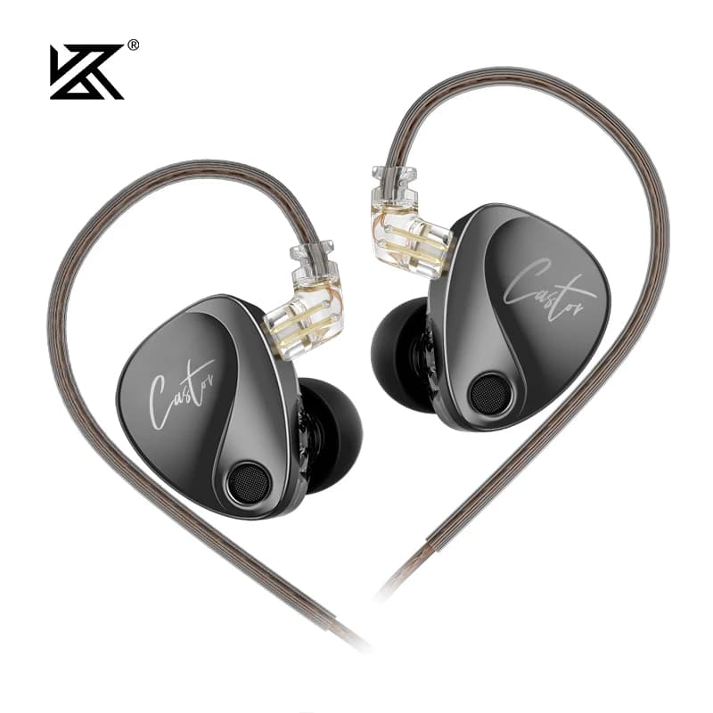 KZ Castor In Ear Wired Earphones HIFI Bass Tunable Balanced Armature Sport Headphones Monitor Metal Earbuds
