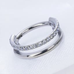 G23 16G Titanium CZ Row Conch Nose Ring Cartilage Hoop Daith Tragus Helix Lobe Earring Hinged Segment Clicker Piercing Jewelry