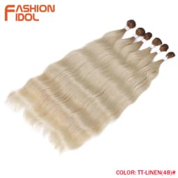 FASHION IDOL 6Pcs Water Wave Hair Bundles Synthetic Hair Extensions 20 inch Ombre Blonde Fake Hair Weave Body Wave Fiber Hair