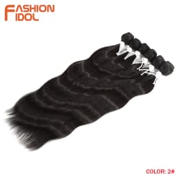 FASHION IDOL 6Pcs Water Wave Hair Bundles Synthetic Hair Extensions 20 inch Ombre Blonde Fake Hair Weave Body Wave Fiber Hair