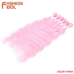 FASHION IDOL 6Pcs Water Wave Hair Bundles Synthetic Hair Extensions 20 inch Ombre Blonde Fake Hair Weave Body Wave Fiber Hair