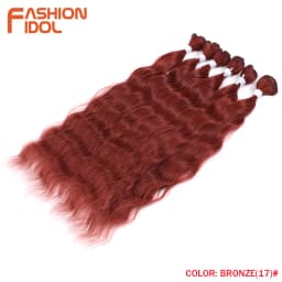 FASHION IDOL 6Pcs Water Wave Hair Bundles Synthetic Hair Extensions 20 inch Ombre Blonde Fake Hair Weave Body Wave Fiber Hair