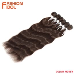 FASHION IDOL 6Pcs Water Wave Hair Bundles Synthetic Hair Extensions 20 inch Ombre Blonde Fake Hair Weave Body Wave Fiber Hair