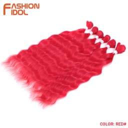FASHION IDOL 6Pcs Water Wave Hair Bundles Synthetic Hair Extensions 20 inch Ombre Blonde Fake Hair Weave Body Wave Fiber Hair