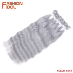 FASHION IDOL 6Pcs Water Wave Hair Bundles Synthetic Hair Extensions 20 inch Ombre Blonde Fake Hair Weave Body Wave Fiber Hair