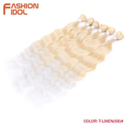 FASHION IDOL 6Pcs Water Wave Hair Bundles Synthetic Hair Extensions 20 inch Ombre Blonde Fake Hair Weave Body Wave Fiber Hair
