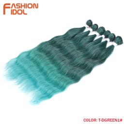 FASHION IDOL 6Pcs Water Wave Hair Bundles Synthetic Hair Extensions 20 inch Ombre Blonde Fake Hair Weave Body Wave Fiber Hair