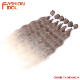 FASHION IDOL 6Pcs Water Wave Hair Bundles Synthetic Hair Extensions 20 inch Ombre Blonde Fake Hair Weave Body Wave Fiber Hair