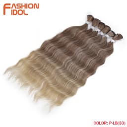 FASHION IDOL 6Pcs Water Wave Hair Bundles Synthetic Hair Extensions 20 inch Ombre Blonde Fake Hair Weave Body Wave Fiber Hair