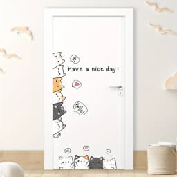 Cartoon Cute 10 Cats and English“have A Nice Day”animal Wall Stickers for Kids Room Living Room Door Decoration Wall Decals