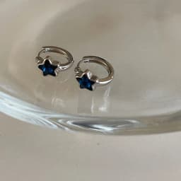 Y2K Trendy Cute Sweet Blue Star Hoop Earrings For Women Girls Simple New Fashion Vintage Earrings Aesthetic Jewelry Gift