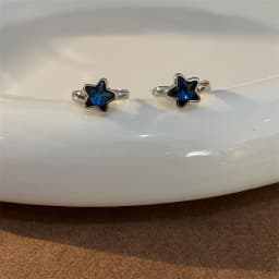 Y2K Trendy Cute Sweet Blue Star Hoop Earrings For Women Girls Simple New Fashion Vintage Earrings Aesthetic Jewelry Gift