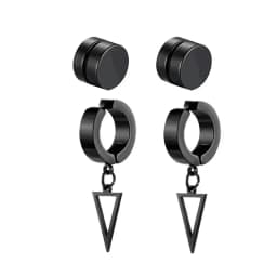 5 pairs of fashionable men's punk cross pendants stainless steel earless magnet earrings set