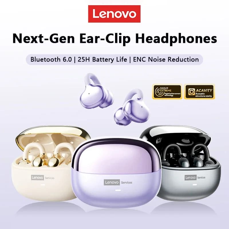Original Lenovo LE302 OWS Wireless Bluetooth 6.0 Headset Long Battery Life Sports Ear Clip Earphones Noise Cancelling Headphones
