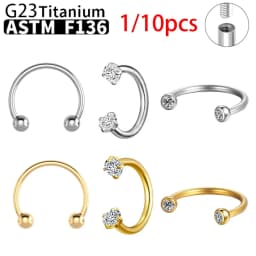 1/10 PCS G23 Titanium ASTM-F136 Piercings Nose Ring C Rod Body Jewelry Internal Thread Cartilage Helix Earrings Wholesale